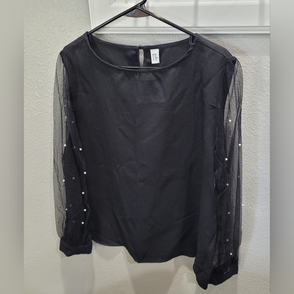 NWOT Womens Plus Size Pearl Mesh Blouse - Picture 7 of 11
